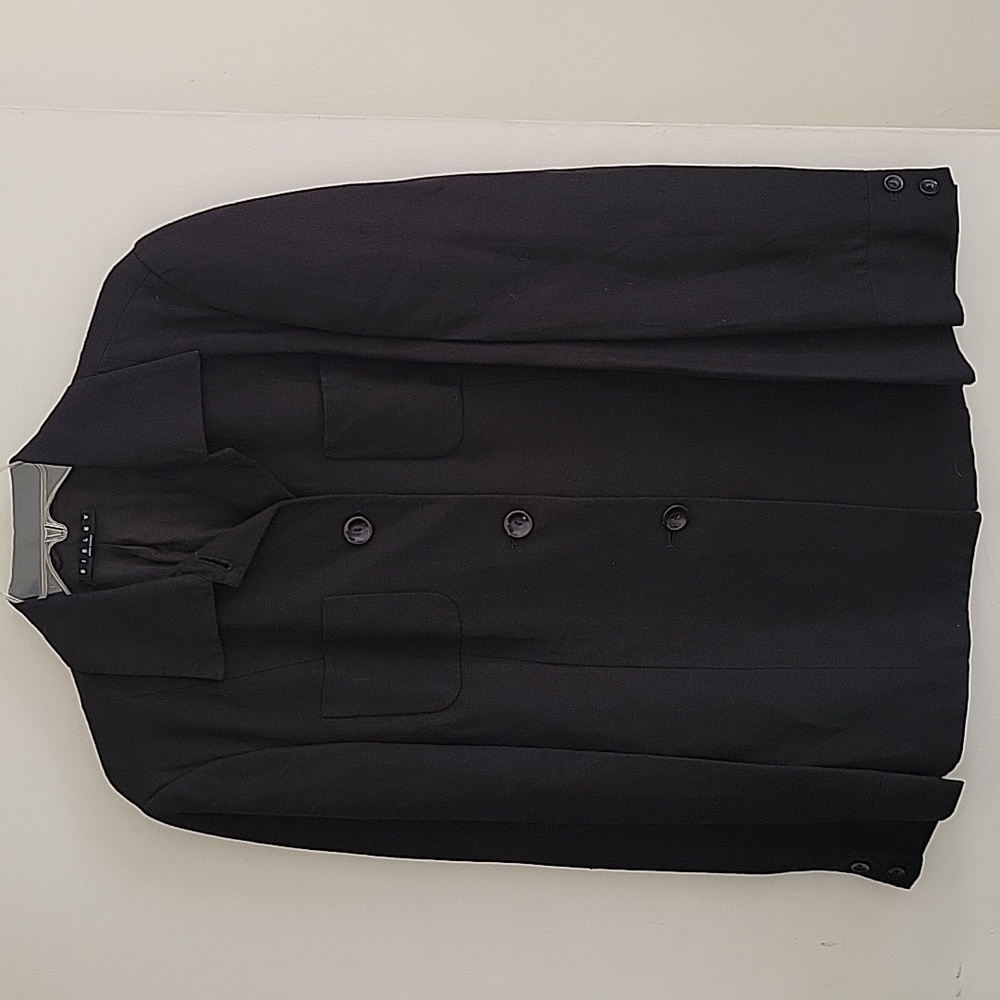 SISLEY Made in Italy Linen Blend Black Blazer Sz 12/46